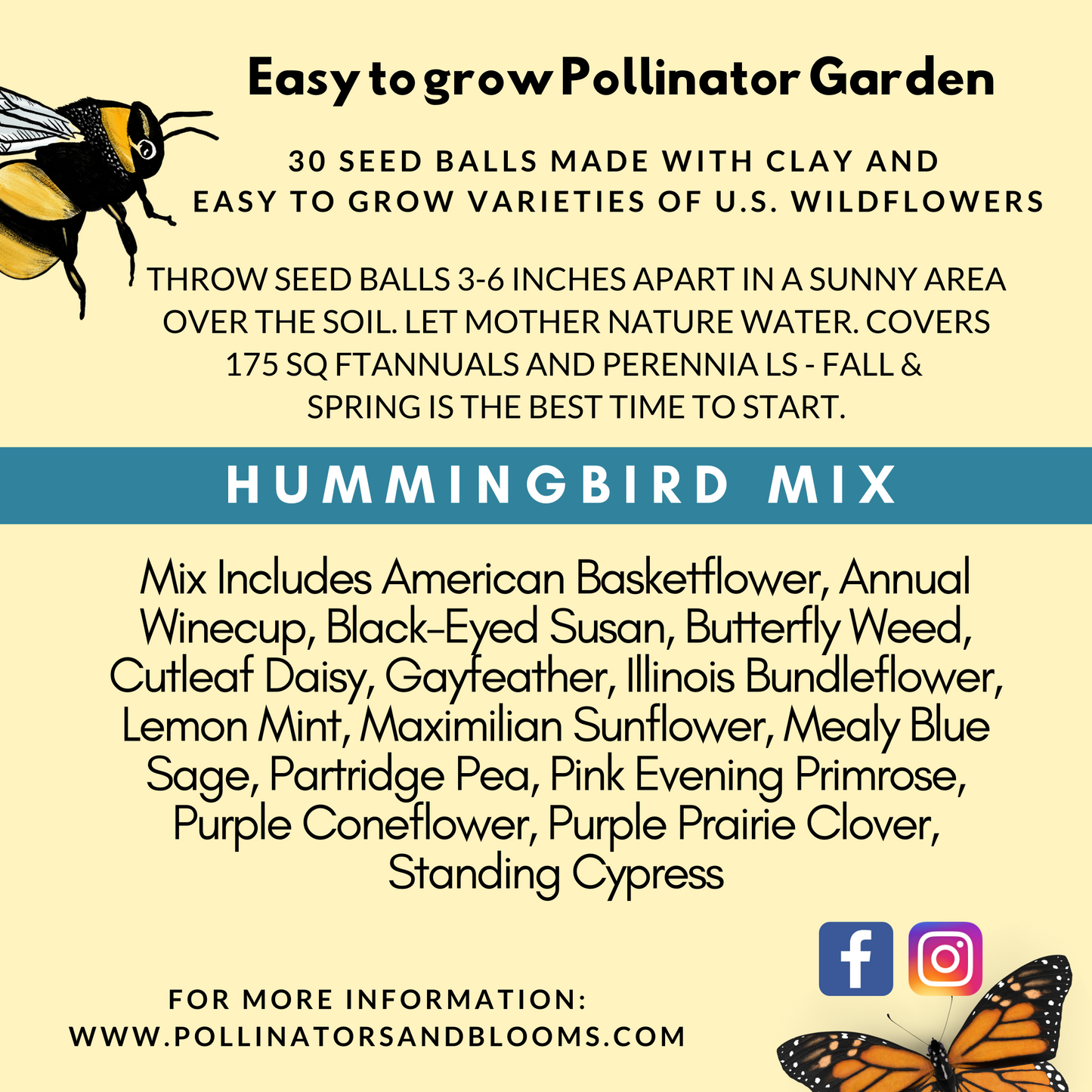 Wildflowers seed balls for Hummingbird 30 count